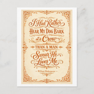 Postal "Preferiría oír ladrar a mi perro" Shakespeare