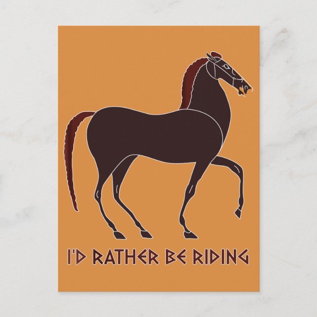 Postal "Prefiero andar en bicicleta": Caballo del antiguo (Anverso)