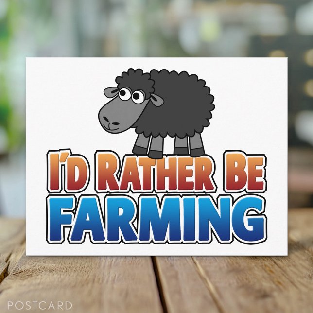 Postal ¡Prefiero ser agricultor! Oveja negra (Custom Postcard)