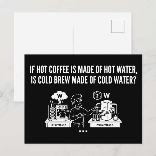 Postal Pregunta Divertida Sobre Agua De Café Frío (Anverso / Reverso)