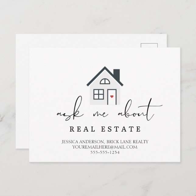 Postal Pregúntame sobre el marketing en inmobiliaria (Anverso / Reverso)