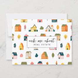 Postal Pregúntame sobre la promoción de casas inmobiliari