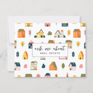 Postal Pregúntame sobre la promoción de casas inmobiliari