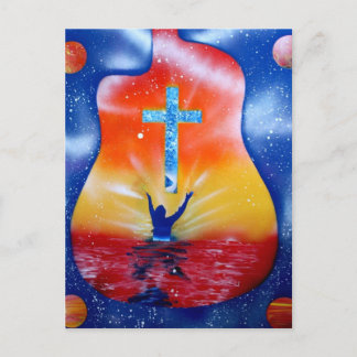 Postal Preguntar y recibiréis — hombre cruza la guitarra