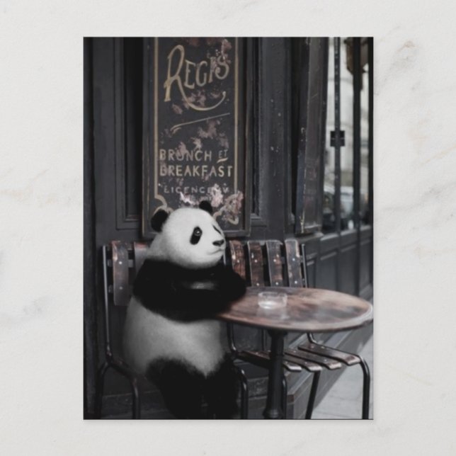 Postal Preguntarse en una cafetería (Anverso)