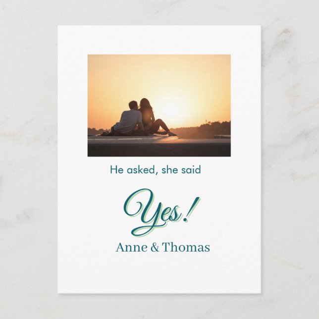 Postal Preguntó que dijo que sí, foto azul verde (Anverso)