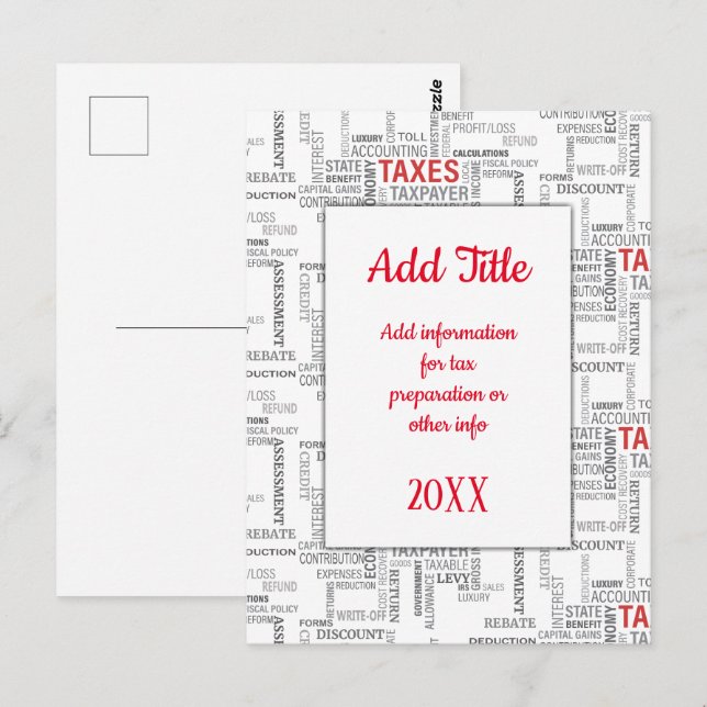 Postal Preparación de impuestos Presupuesto diario (Anverso / Reverso)