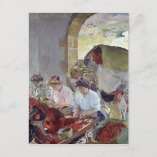 Postal Preparación de uvas secas, 1890