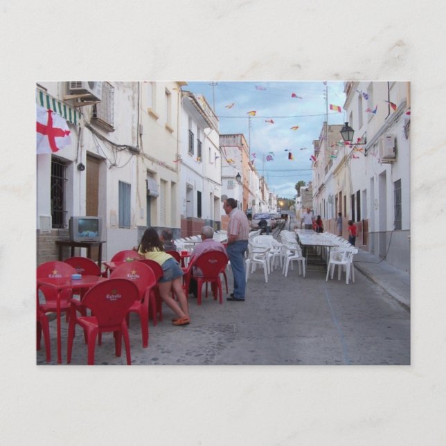 Postal Preparación del fiesta de la calle. (Anverso)
