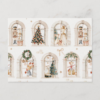 Postal Preparaciones tradicionales de Navidad familia de