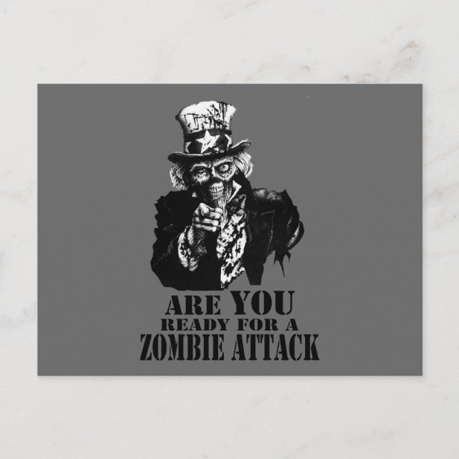 Postal Preparado para el ataque a Zombie (Anverso)