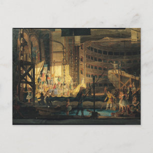 Postal Preparando el paisaje en un teatro