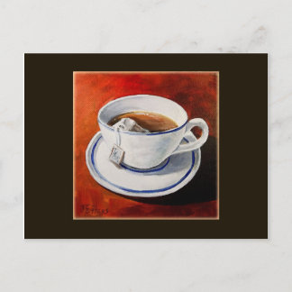 Postal Preparando té en una copa