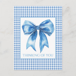 Postal Preppy Blue and White Gingham Plaid and Bow
