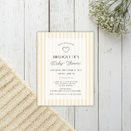 Postal Preppy Yellow Stripe Baby Shower Pocket Invitation