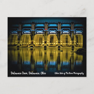 Postal Presa de Delaware en la noche Delaware, Ohio