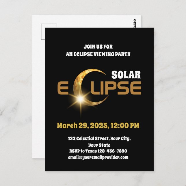 Postal Presenciando el eclipse solar parcial 3/29/2025 (Anverso / Reverso)