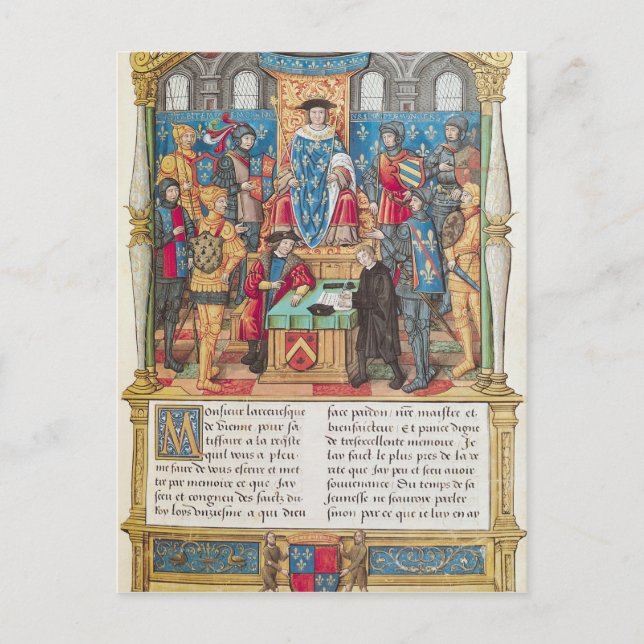 Postal Presentación de las memorias a Luis XI (Anverso)