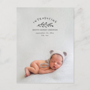 Postal Presentación del anuncio de nacimiento de la foto