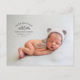 Postal Presentación del anuncio de nacimiento de la foto