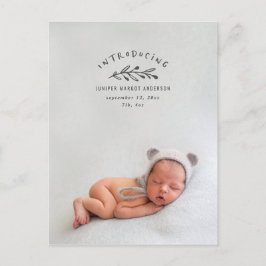 Postal Presentación del anuncio de nacimiento de la foto