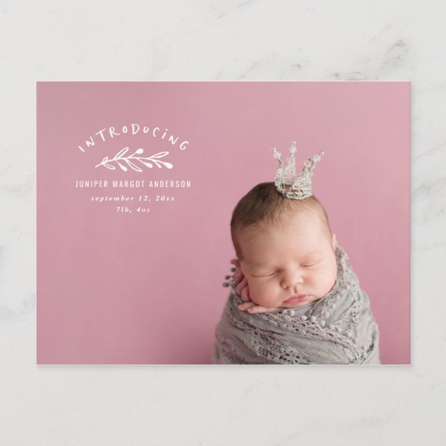 Postal Presentación del anuncio de nacimiento de la foto  (Anverso)