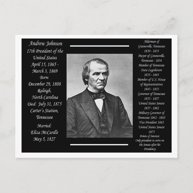 Postal Presidente Andrew Johnson (Anverso)