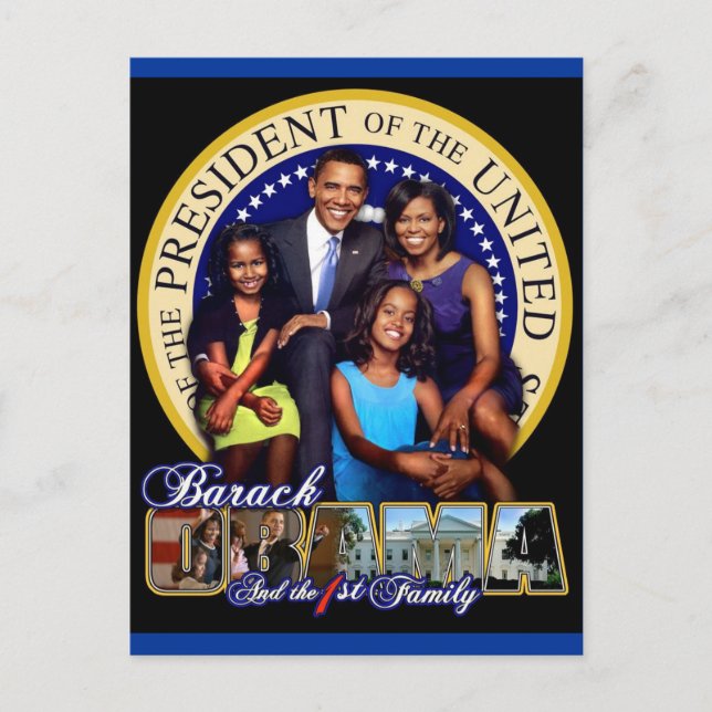 POSTAL PRESIDENTE BARACK OBAMA Y FAMILIA (Anverso)