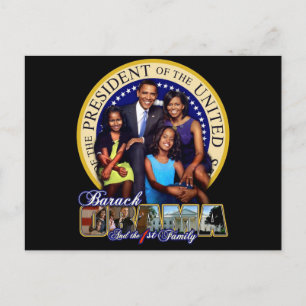 POSTAL PRESIDENTE BARACK OBAMA Y FAMILIA