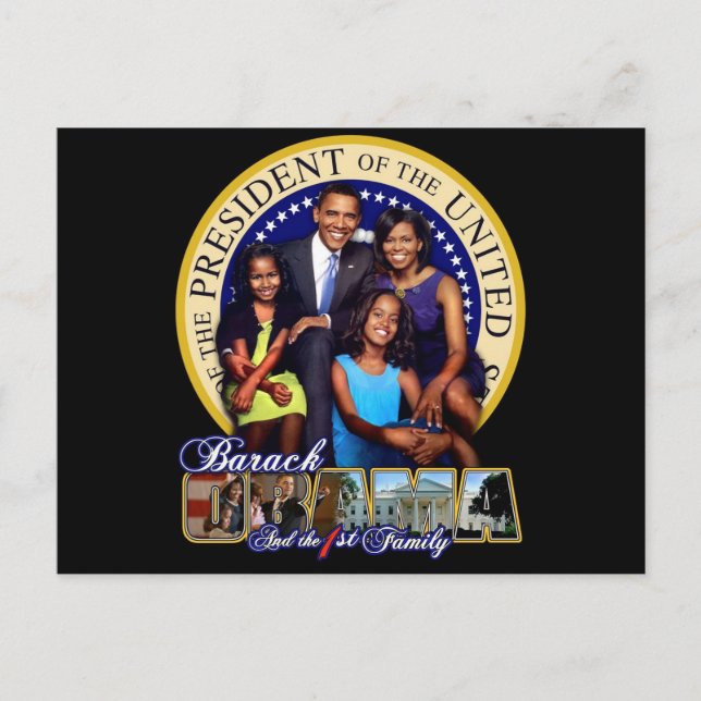POSTAL PRESIDENTE BARACK OBAMA Y FAMILIA (Anverso)