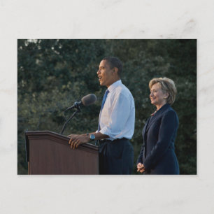 Postal Presidente Barack Obama y Hillary Clinton