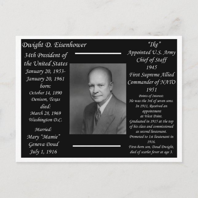 Postal Presidente Dwight Eisenhower (Anverso)