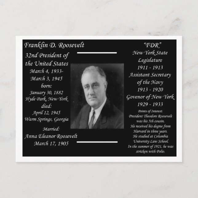 Postal Presidente Franklin D Roosevelt (Anverso)