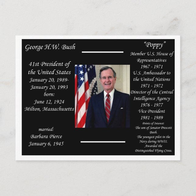 Postal Presidente George HW Bush (Anverso)