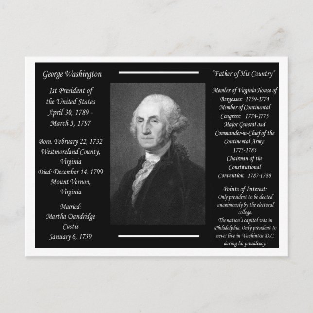 Postal Presidente George Washington (Anverso)