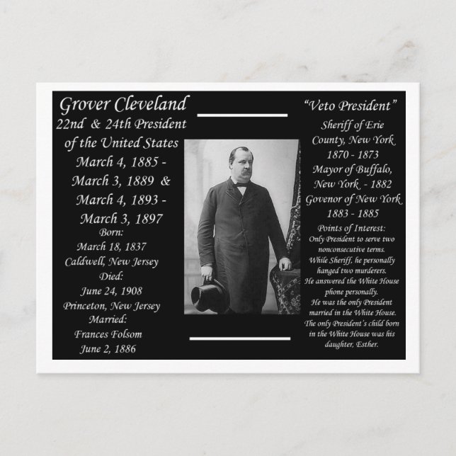 Postal Presidente Grover Cleveland (Anverso)