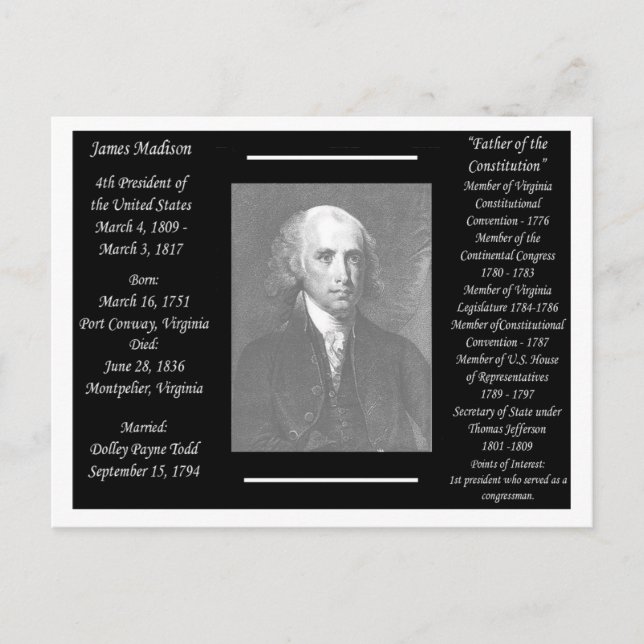 Postal Presidente James Madison (Anverso)
