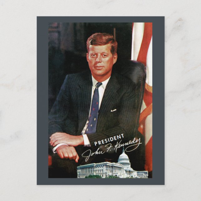Postal Presidente John F. Kennedy Vintage Postcard (Anverso)