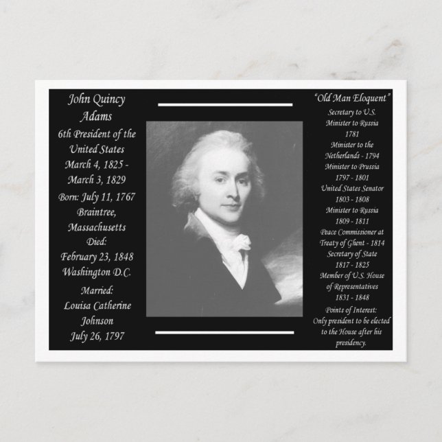 Postal Presidente John Quincy Adams (Anverso)