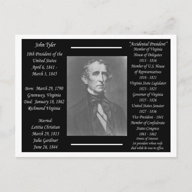 Postal Presidente John Tyler (Anverso)