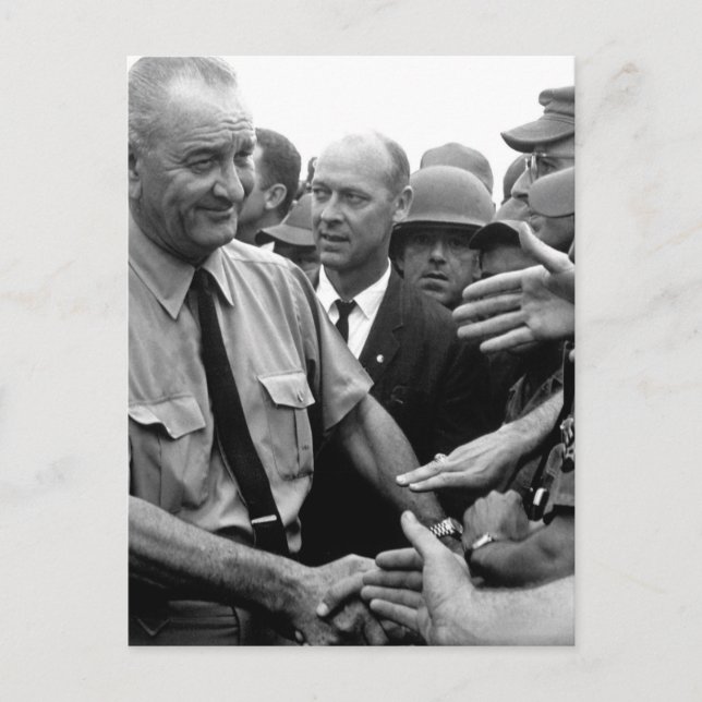 Postal Presidente Lyndon B. Johnson saluda a las tropas e (Anverso)