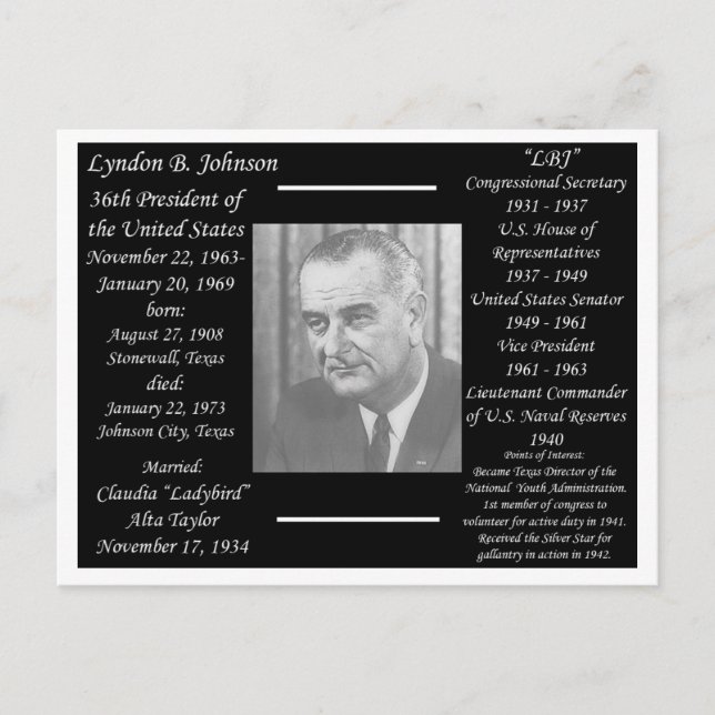 Postal Presidente Lyndon Johnson (Anverso)
