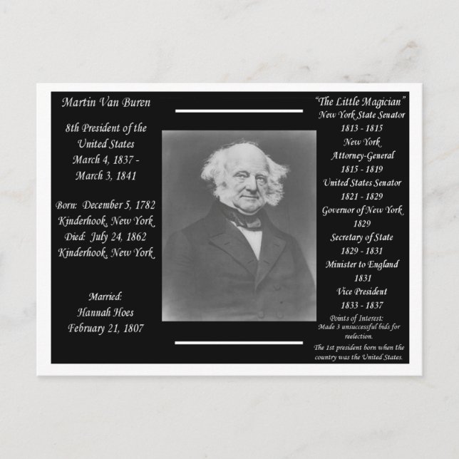 Postal Presidente Martin Van Buren (Anverso)
