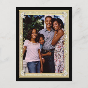 Postal Presidente Obama Primera familia enmarcada Keepsak