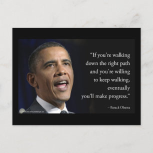 Postal Presidente Obama y cita "Hacer Progreso" 