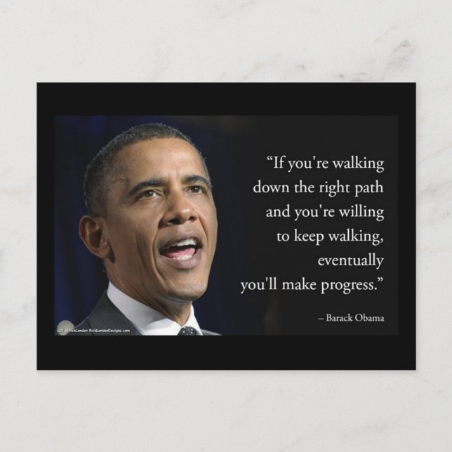 Postal Presidente Obama y cita "Hacer Progreso"  (Anverso)