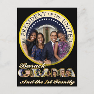 POSTAL PRESIDENTE OBAMA Y FAMILIA FRISTA