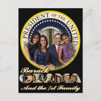 POSTAL PRESIDENTE OBAMA Y FAMILIA FRISTA