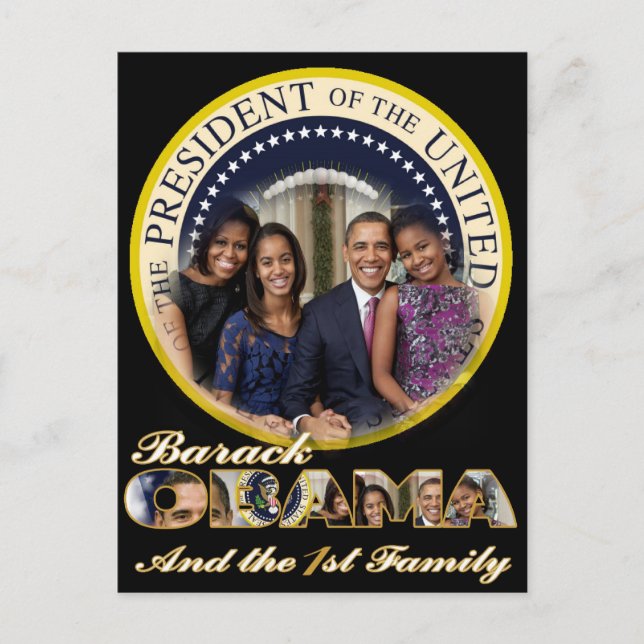 POSTAL PRESIDENTE OBAMA Y FAMILIA FRISTA (Anverso)