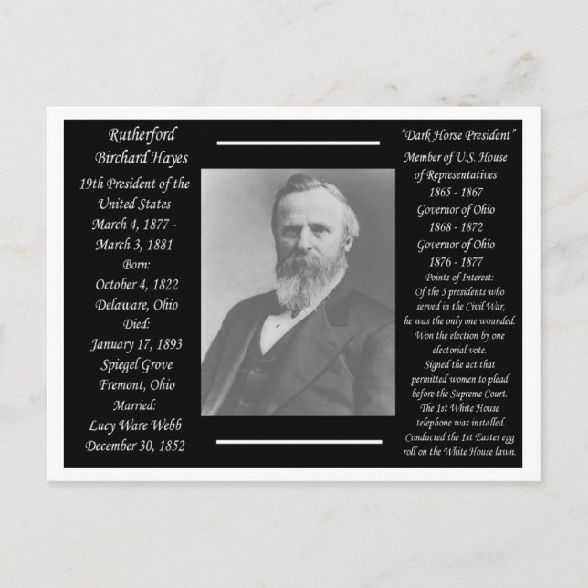 Postal Presidente Rutherford B Hayes (Anverso)